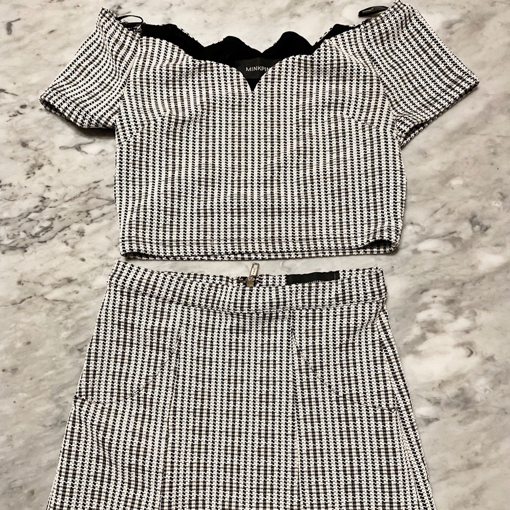 MINKPINK CROPTOP AND MINI SKIRT SET